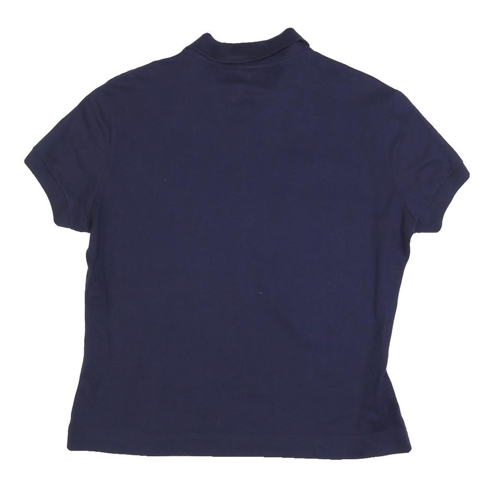 LACOSTE Womens Navy Blue Short Sleeve Plain Polo Shirt L Cotton Blend Classic