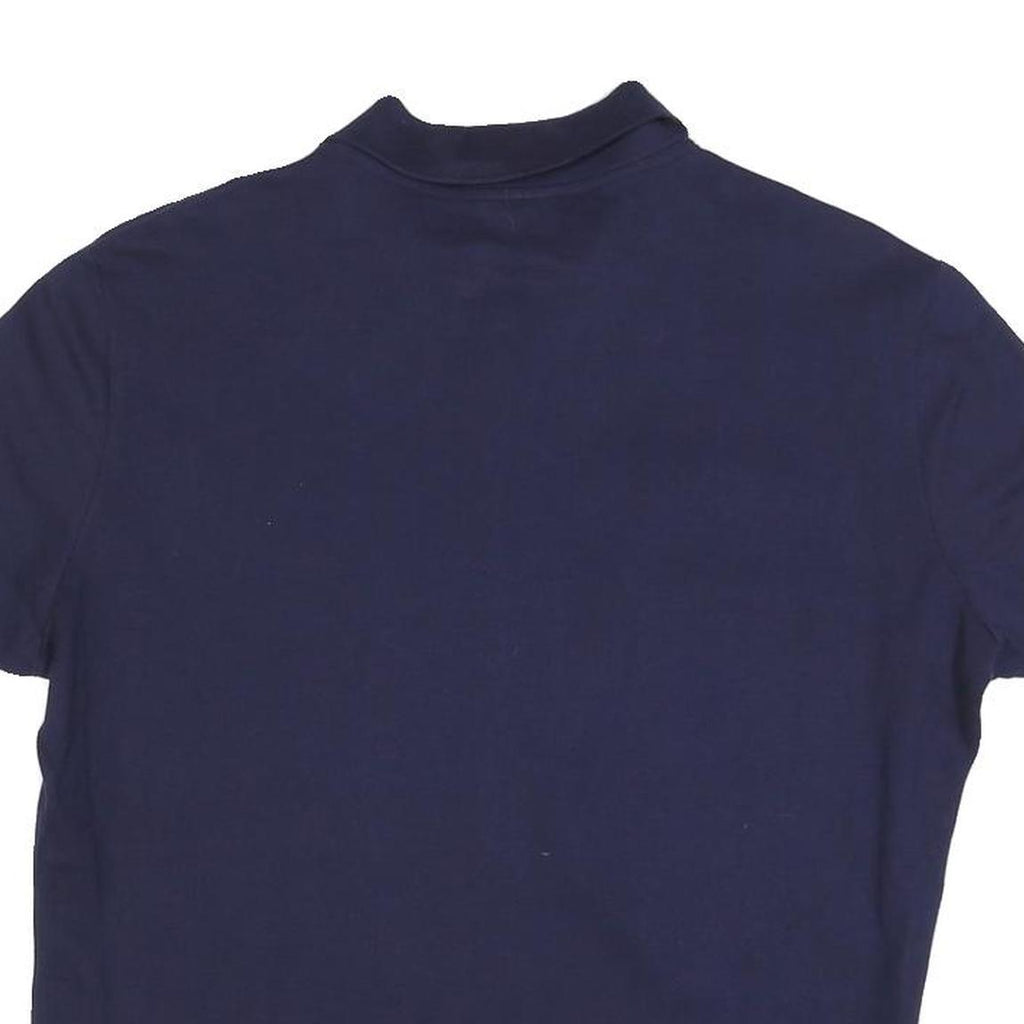 LACOSTE Womens Navy Blue Short Sleeve Plain Polo Shirt L Cotton Blend Classic