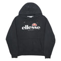 ELLESSE Womens Black Hoodie UK 14 Cotton Blend Pullover Logo Sport Sweatshirt