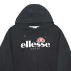 ELLESSE Womens Black Hoodie UK 14 Cotton Blend Pullover Logo Sport Sweatshirt