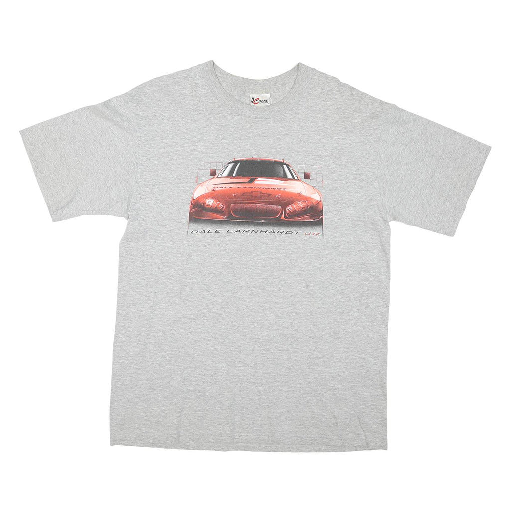 CHASE AUTHENTICS Mens Grey Dale Earnhardt Jr Graphic T-Shirt L Crew Neck Short