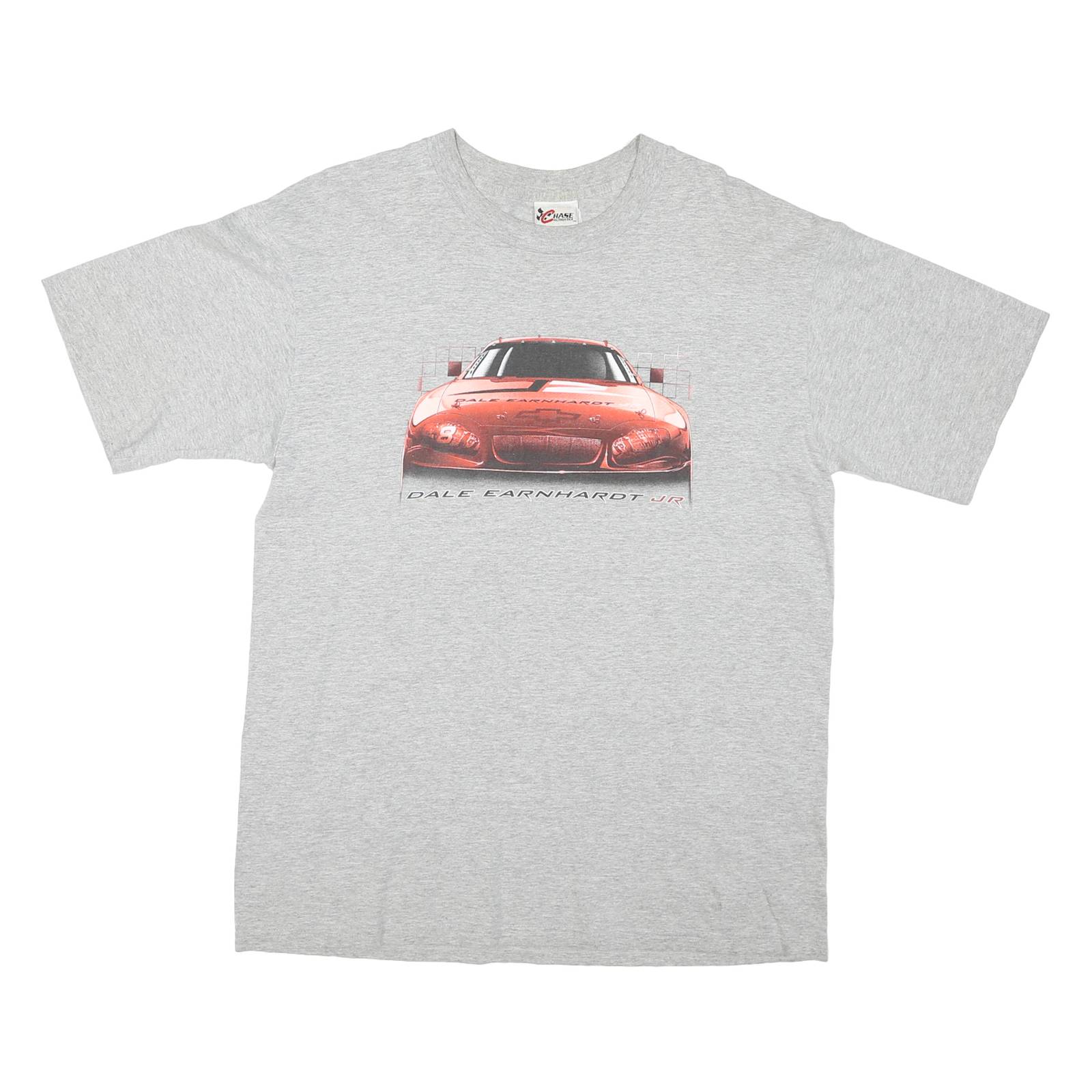 CHASE AUTHENTICS Mens Grey Dale Earnhardt Jr Graphic T-Shirt L Crew Neck Short