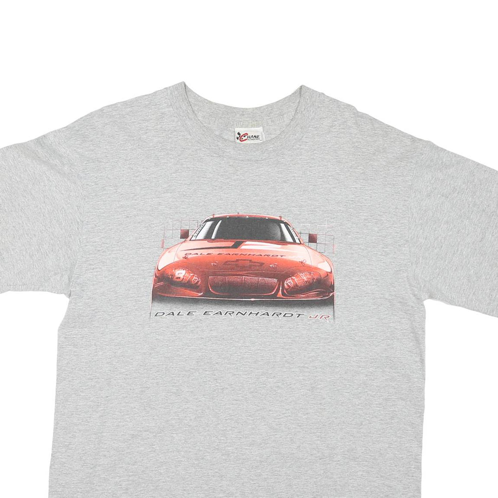 CHASE AUTHENTICS Mens Grey Dale Earnhardt Jr Graphic T-Shirt L Crew Neck Short