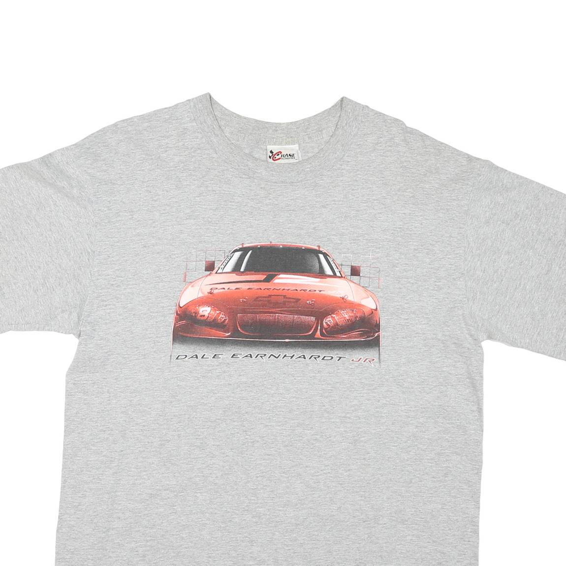 CHASE AUTHENTICS Mens Grey Dale Earnhardt Jr Graphic T-Shirt L Crew Neck Short