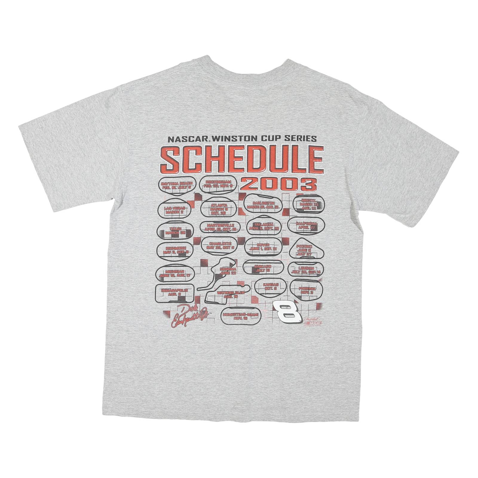 CHASE AUTHENTICS Mens Grey Dale Earnhardt Jr Graphic T-Shirt L Crew Neck Short