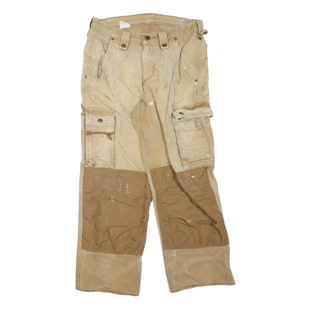 CARHARTT Mens Regular Fit Workwear Jeans Beige Brown Cotton Blend W28 L26