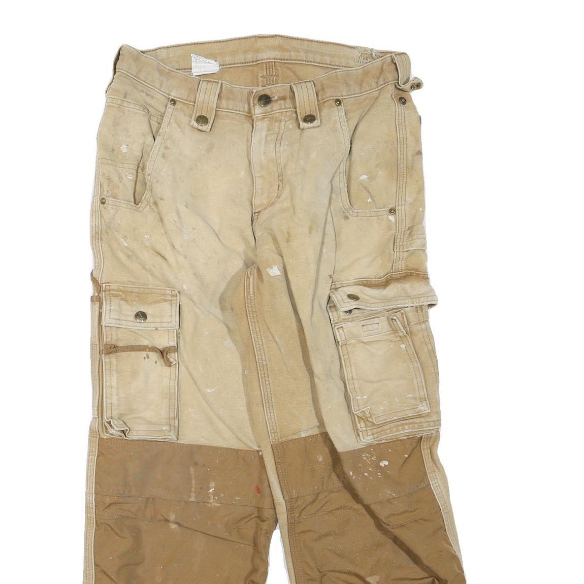 CARHARTT Mens Regular Fit Workwear Jeans Beige Brown Cotton Blend W28 L26