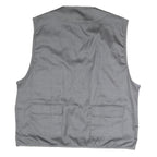 Mens Grey Utility Zip Jacket XL Polyester Blend Plain Multi Pocket Workwear Vest