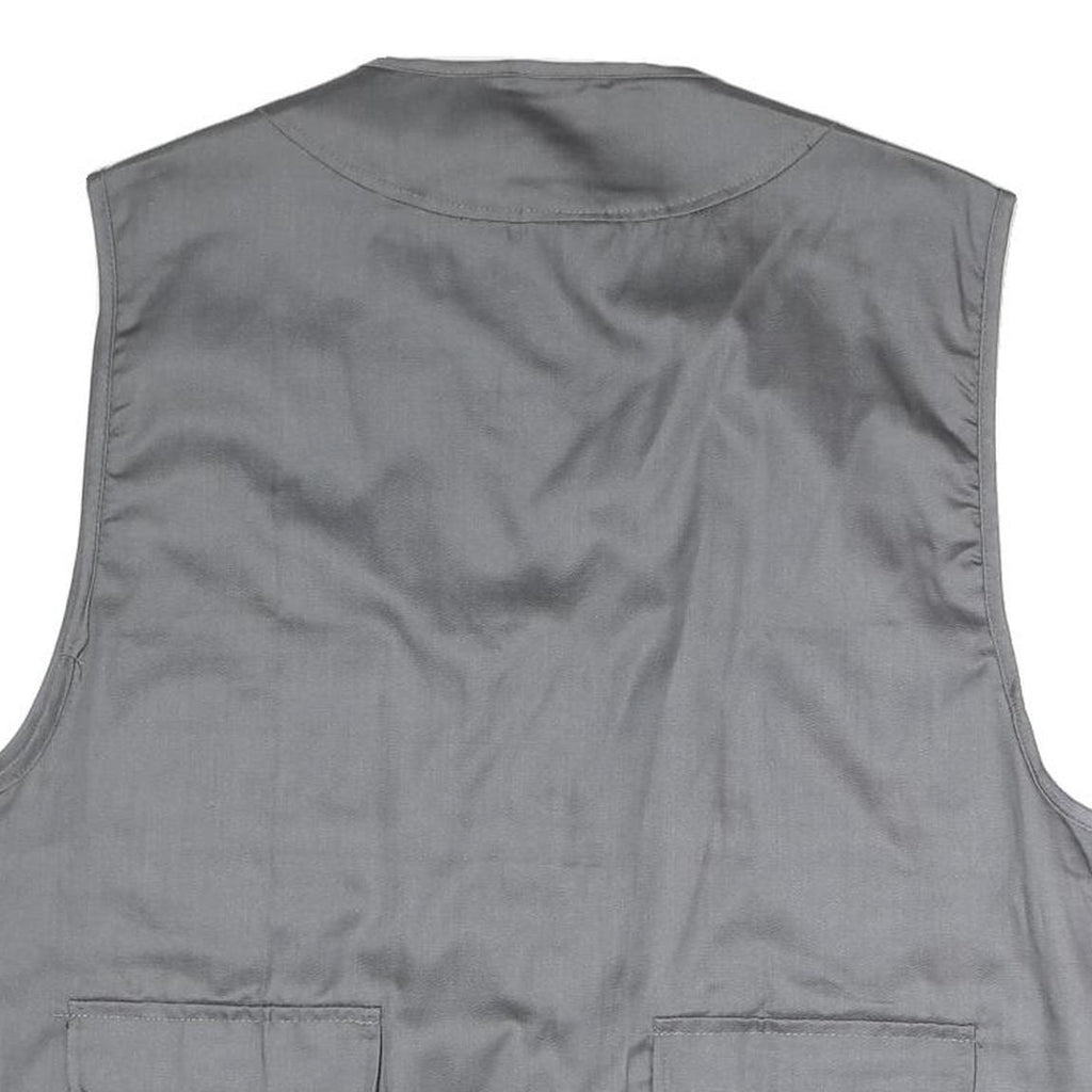 Mens Grey Utility Zip Jacket XL Polyester Blend Plain Multi Pocket Workwear Vest