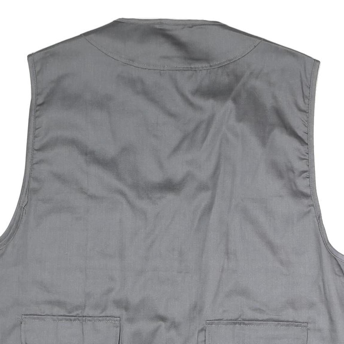 Mens Grey Utility Zip Jacket XL Polyester Blend Plain Multi Pocket Workwear Vest