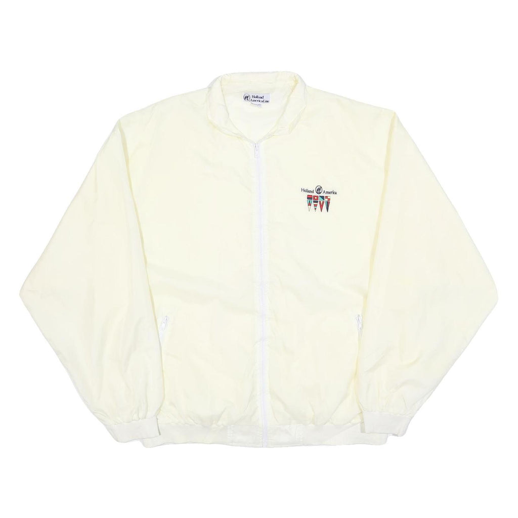 HOLLAND AMERICAL LINE Mens Cream XL Polyester Jacket Button Plain Lightweight