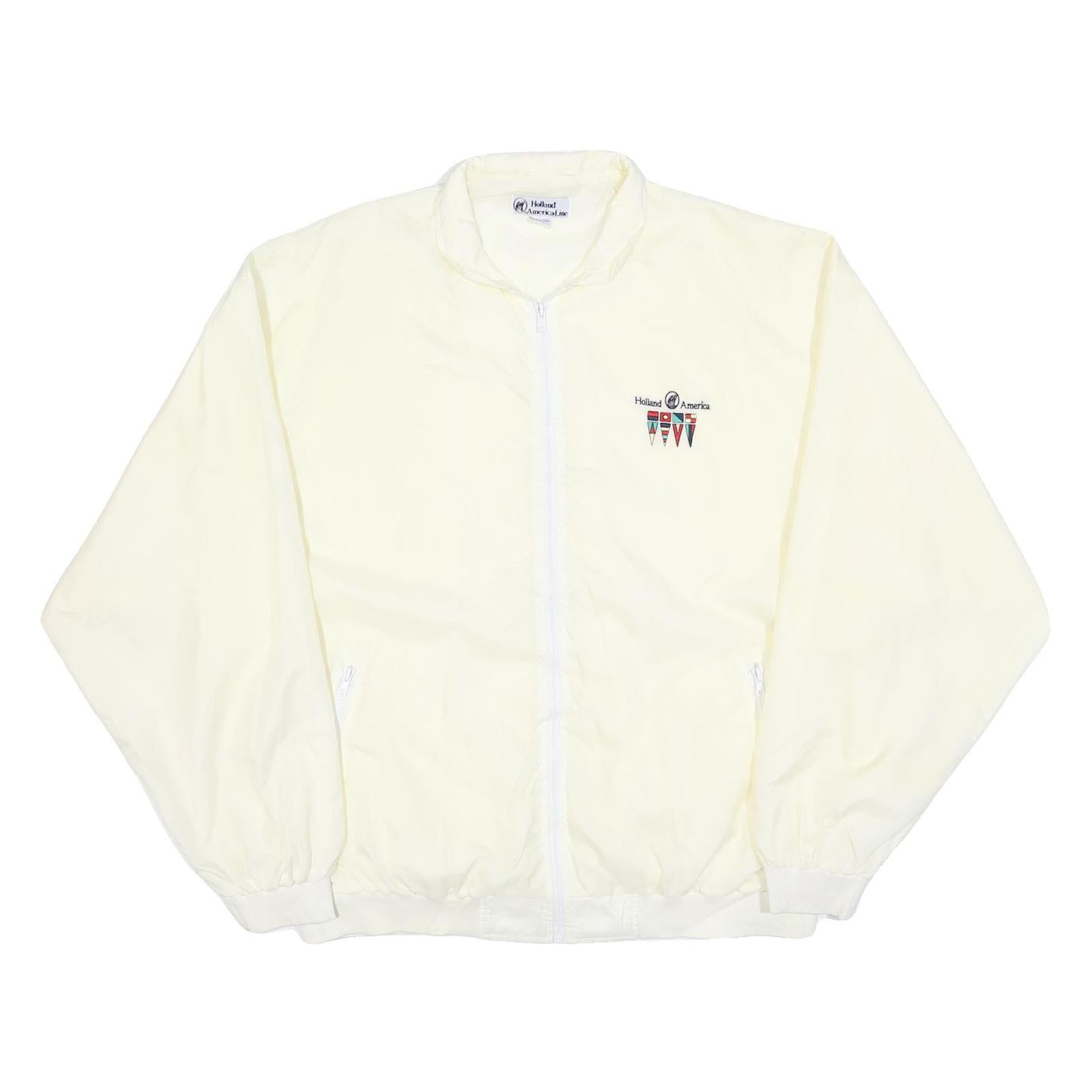 HOLLAND AMERICAL LINE Mens Cream XL Polyester Jacket Button Plain Lightweight