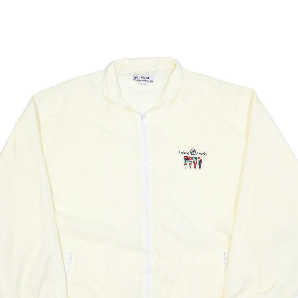 HOLLAND AMERICAL LINE Mens Cream XL Polyester Jacket Button Plain Lightweight