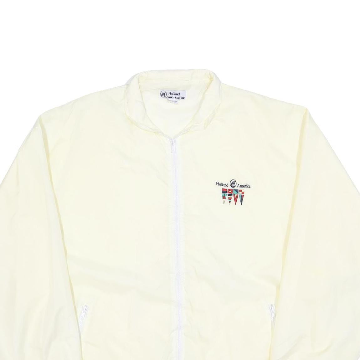 HOLLAND AMERICAL LINE Mens Cream XL Polyester Jacket Button Plain Lightweight