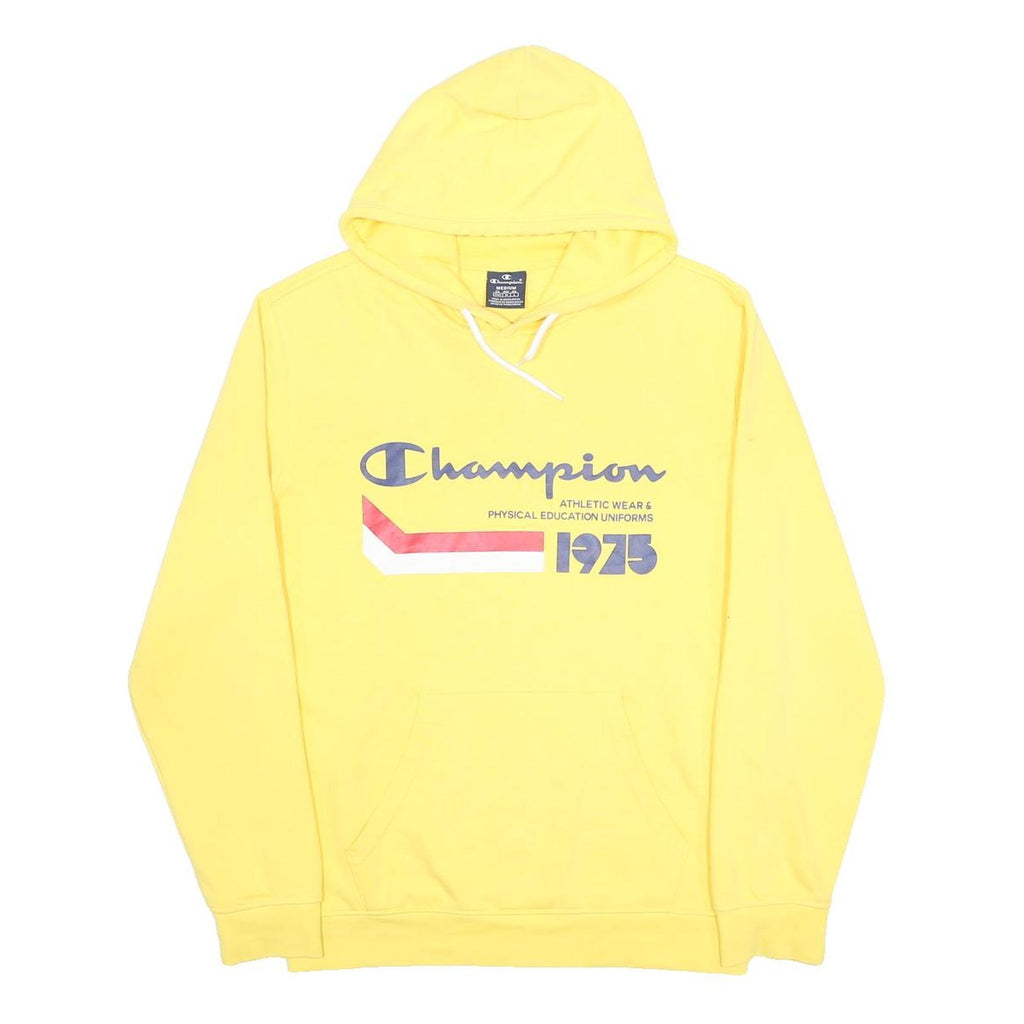 CHAMPION Mens Yellow Hoodie M Cotton Blend Casual Pullover Sweatshirt