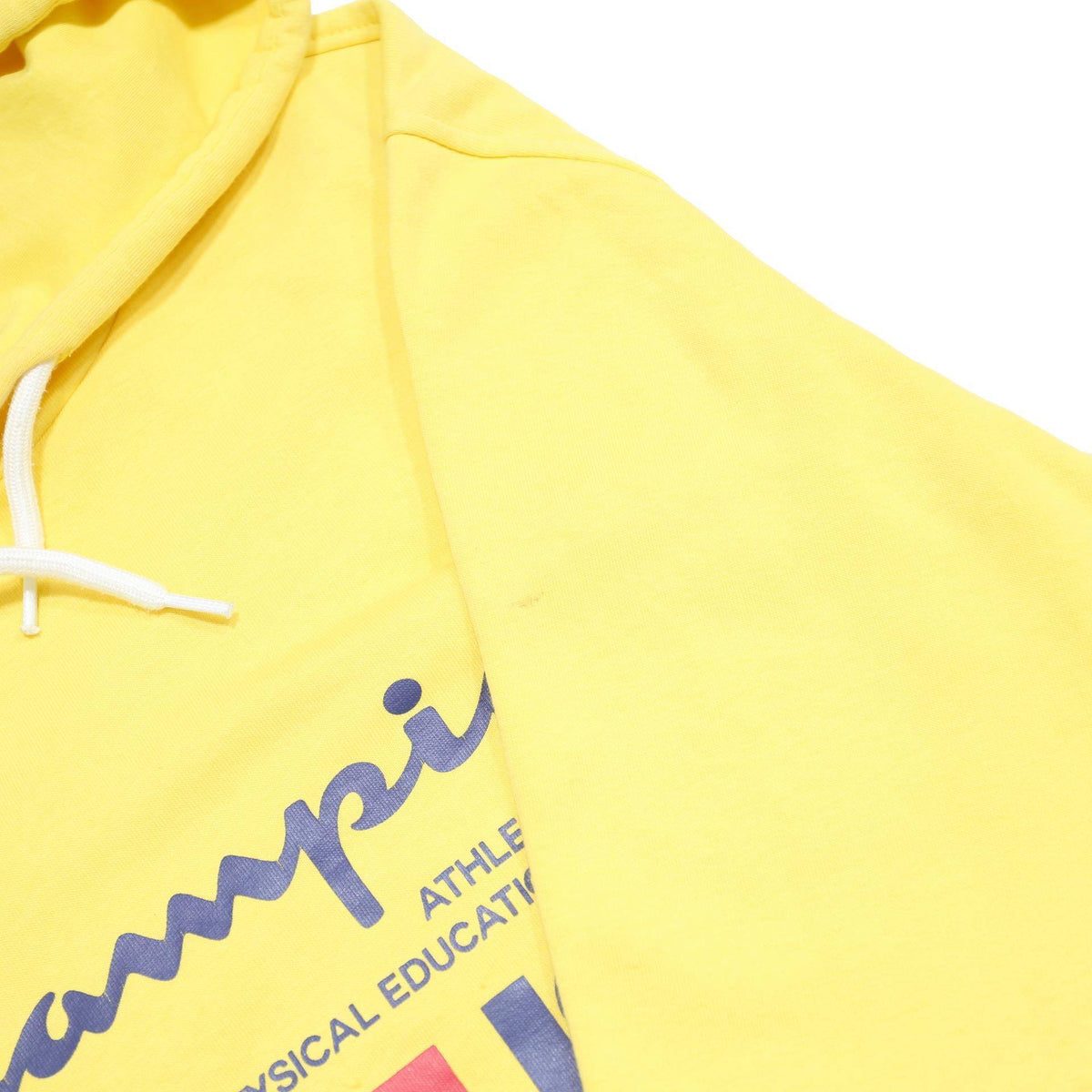 CHAMPION Mens Yellow Hoodie M Cotton Blend Casual Pullover Sweatshirt