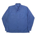 Mens Blue Pattern Long Sleeve Shirt L Button Front Casual Workwear Relaxed Fit