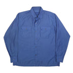 Mens Blue Pattern Long Sleeve Shirt L Button Front Casual Workwear Relaxed Fit