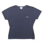 REEBOK Womens Navy Blue Classic T-Shirt UK 14 Short Sleeve V-Neck Cotton Blend