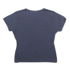 REEBOK Womens Navy Blue Classic T-Shirt UK 14 Short Sleeve V-Neck Cotton Blend