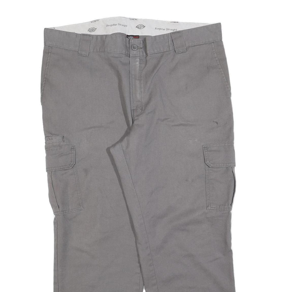 DICKIES Mens Cotton Blend Grey Regular Straight Trousers W40 L30 Workwear Casual