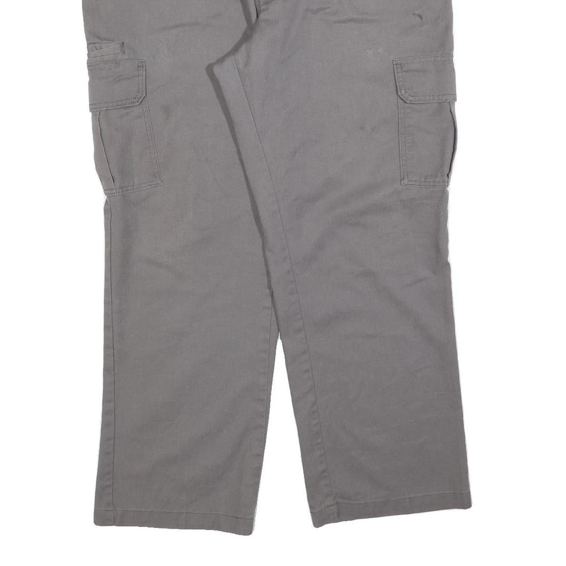 DICKIES Mens Cotton Blend Grey Regular Straight Trousers W40 L30 Workwear Casual