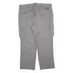 DICKIES Mens Cotton Blend Grey Regular Straight Trousers W40 L30 Workwear Casual