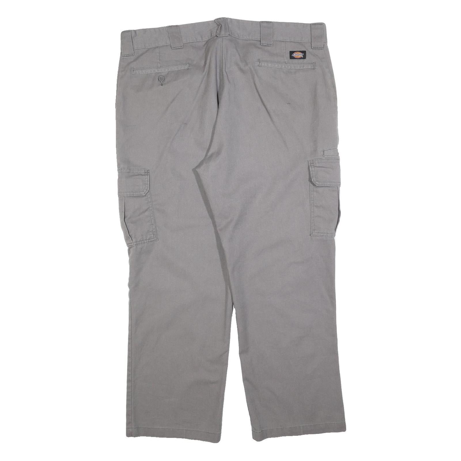 DICKIES Mens Cotton Blend Grey Regular Straight Trousers W40 L30 Workwear Casual