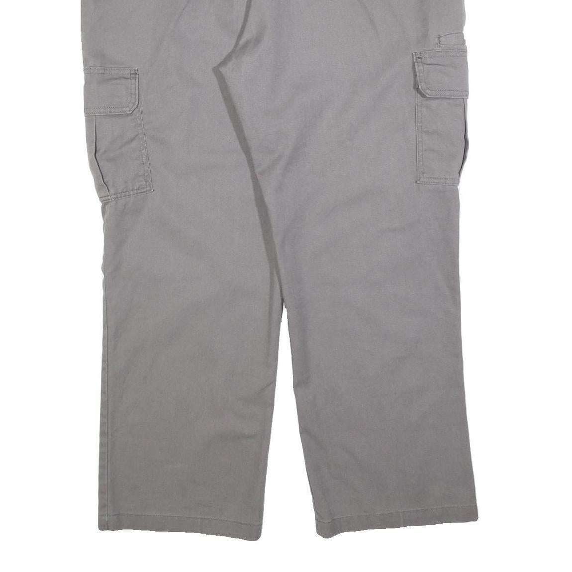 DICKIES Mens Cotton Blend Grey Regular Straight Trousers W40 L30 Workwear Casual