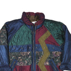 J GALLERY Womens Blue Green Burgundy Mixed Pattern Jacket M Polyester Blend Zip