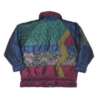 J GALLERY Womens Blue Green Burgundy Mixed Pattern Jacket M Polyester Blend Zip