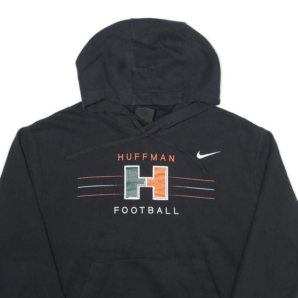 NIKE Mens Black Huffman Football Pullover Hoodie L Cotton Blend Sportswear