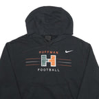 NIKE Mens Black Huffman Football Pullover Hoodie L Cotton Blend Sportswear