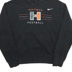NIKE Mens Black Huffman Football Pullover Hoodie L Cotton Blend Sportswear