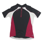 SCOTT Mens Black & Burgundy Modern T-Shirt L Short Sleeve 1/4 Zip Cycling Top