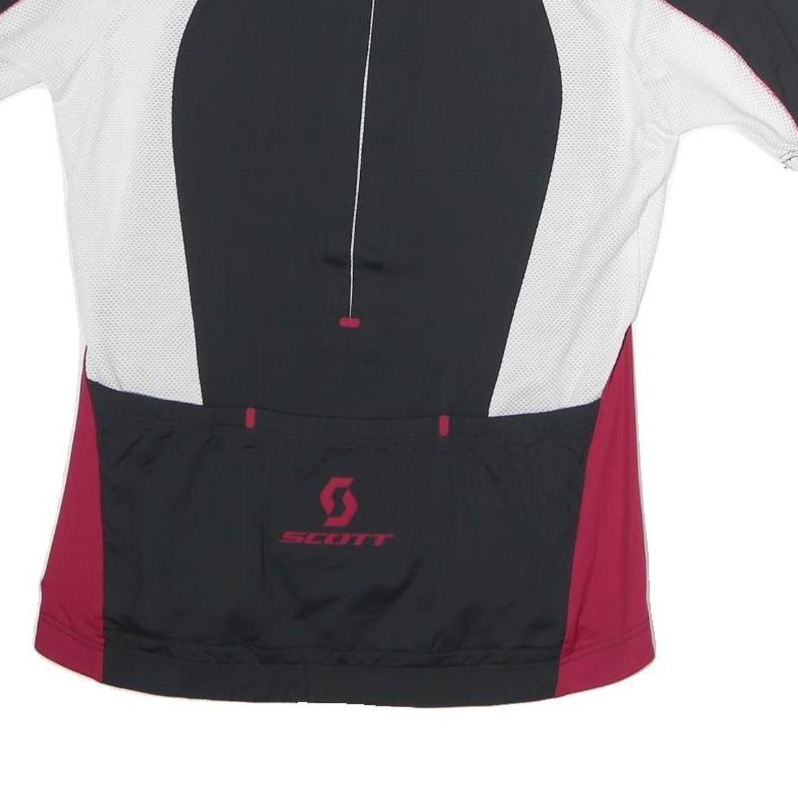 SCOTT Mens Black & Burgundy Modern T-Shirt L Short Sleeve 1/4 Zip Cycling Top