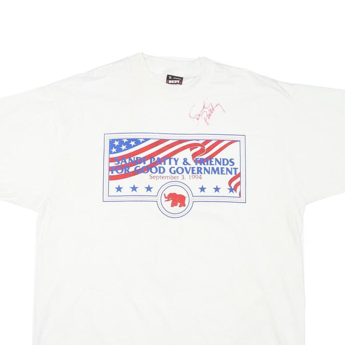 THE BEST Mens White Cotton Blend Graphic T-Shirt XL Short Sleeve Crew Neck