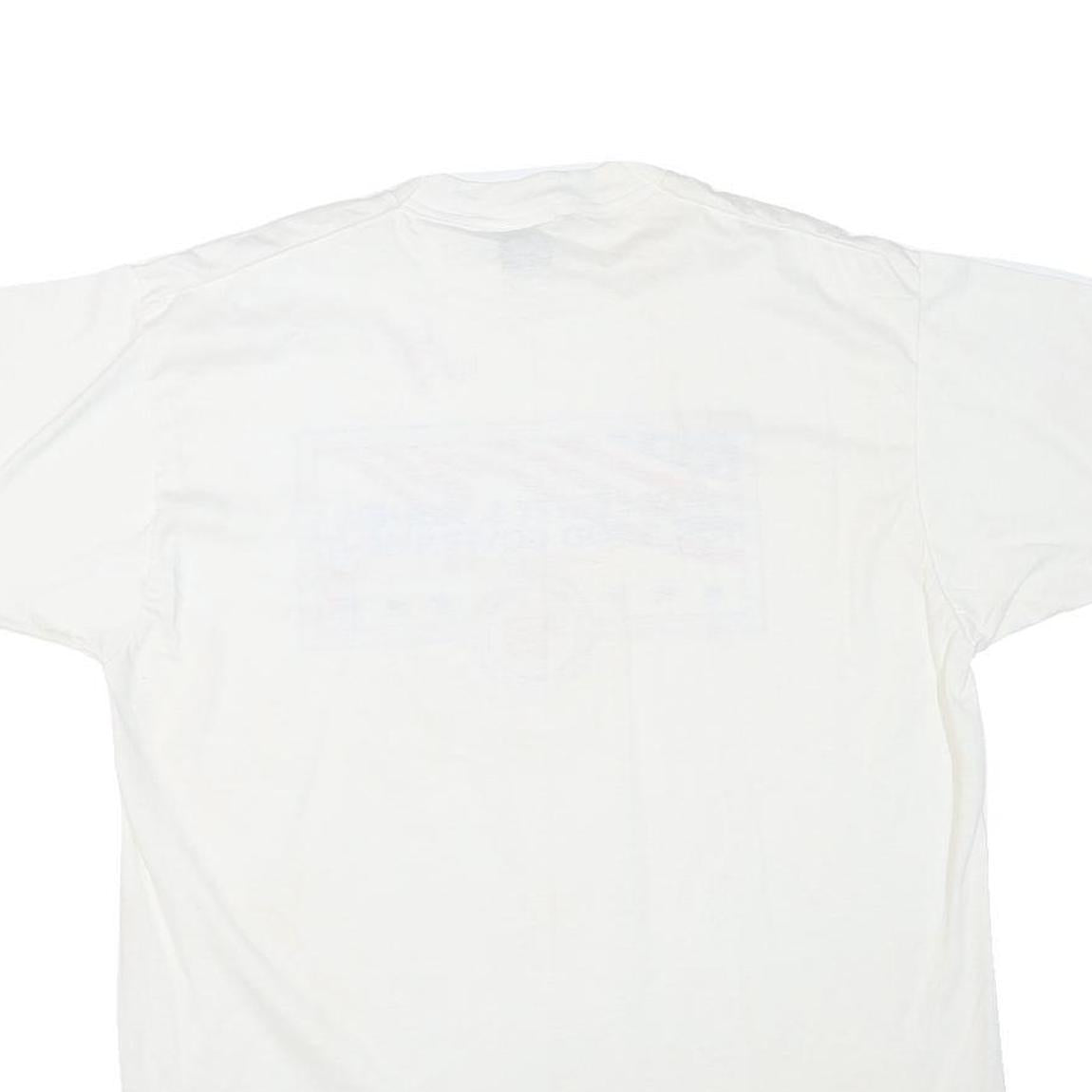 THE BEST Mens White Cotton Blend Graphic T-Shirt XL Short Sleeve Crew Neck