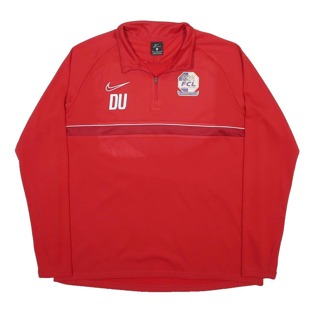 NIKE Mens Red FCL Logo Quarter Zip Sweatshirt XL Sports Training