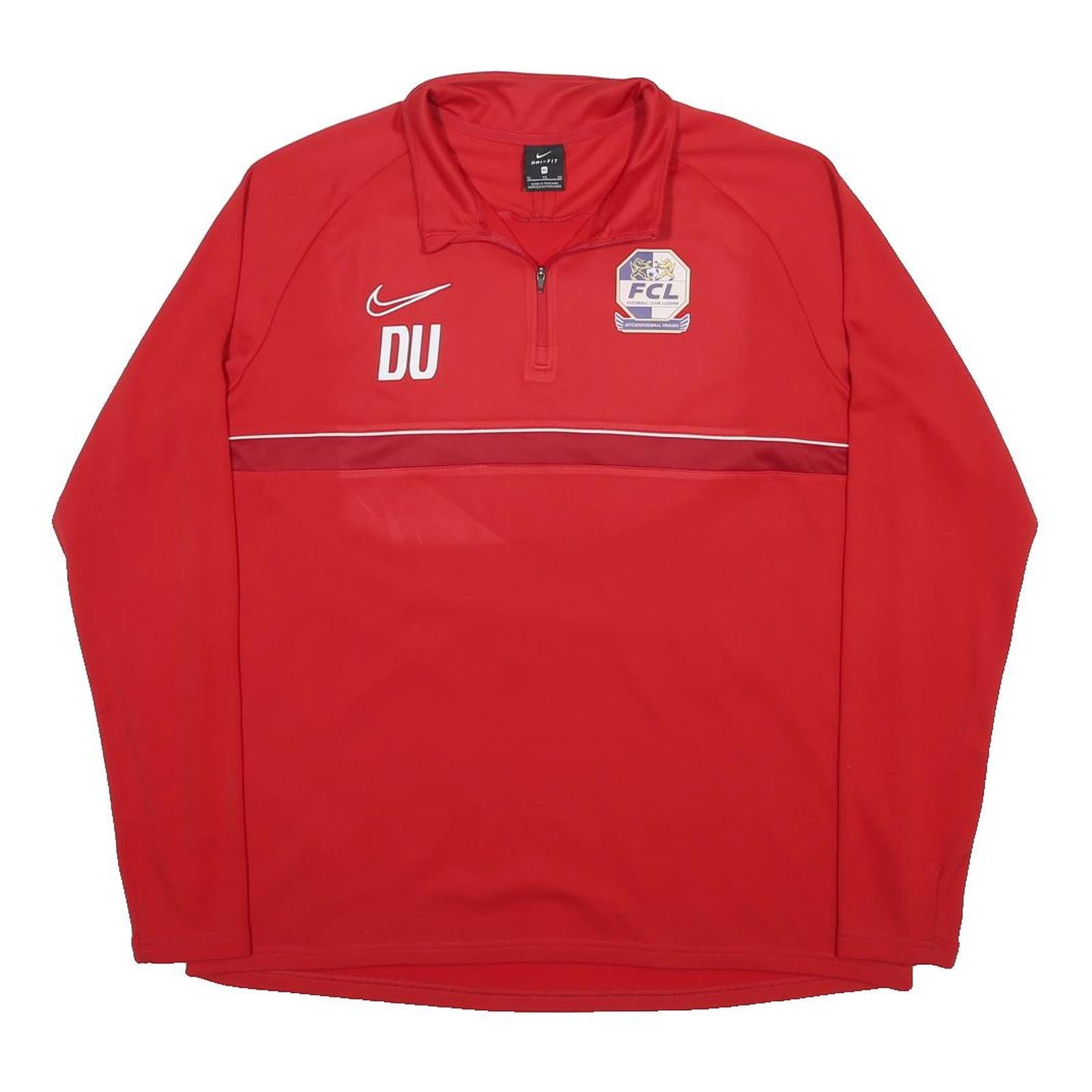 NIKE Mens Red FCL Logo Quarter Zip Sweatshirt XL Sports Training