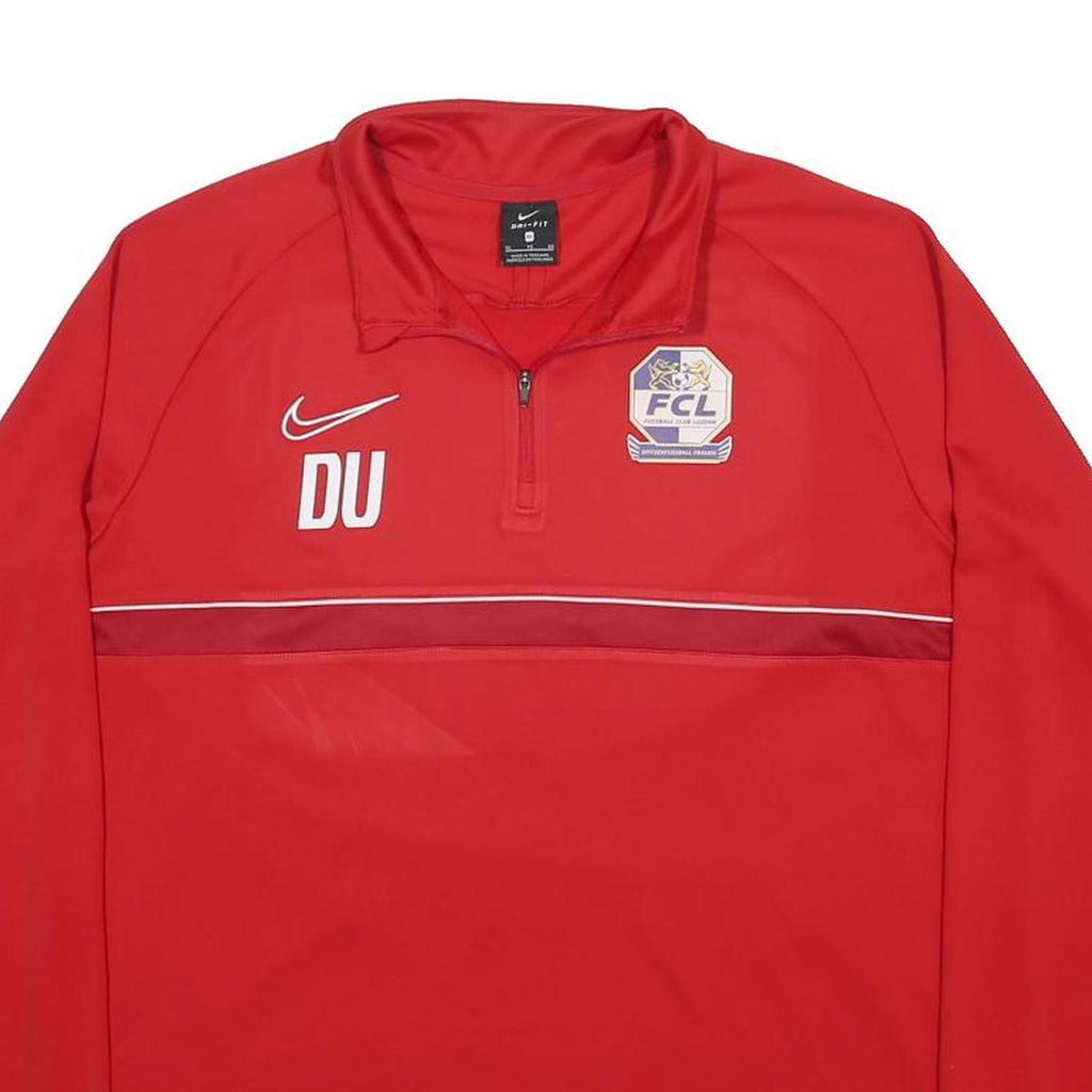 NIKE Mens Red FCL Logo Quarter Zip Sweatshirt XL Sports Training
