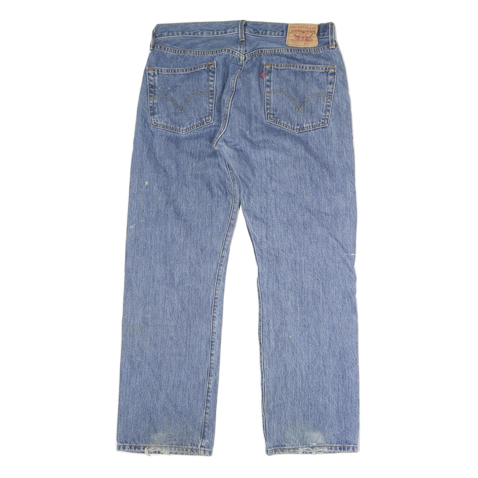 LEVI'S 501 Mens Jeans Blue Regular Straight Denim Medium W32 L30 Classic Style