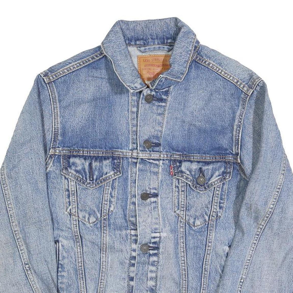 LEVI'S Mens Blue Cotton Denim Jacket S Button Plain Classic Fit Vintage Style