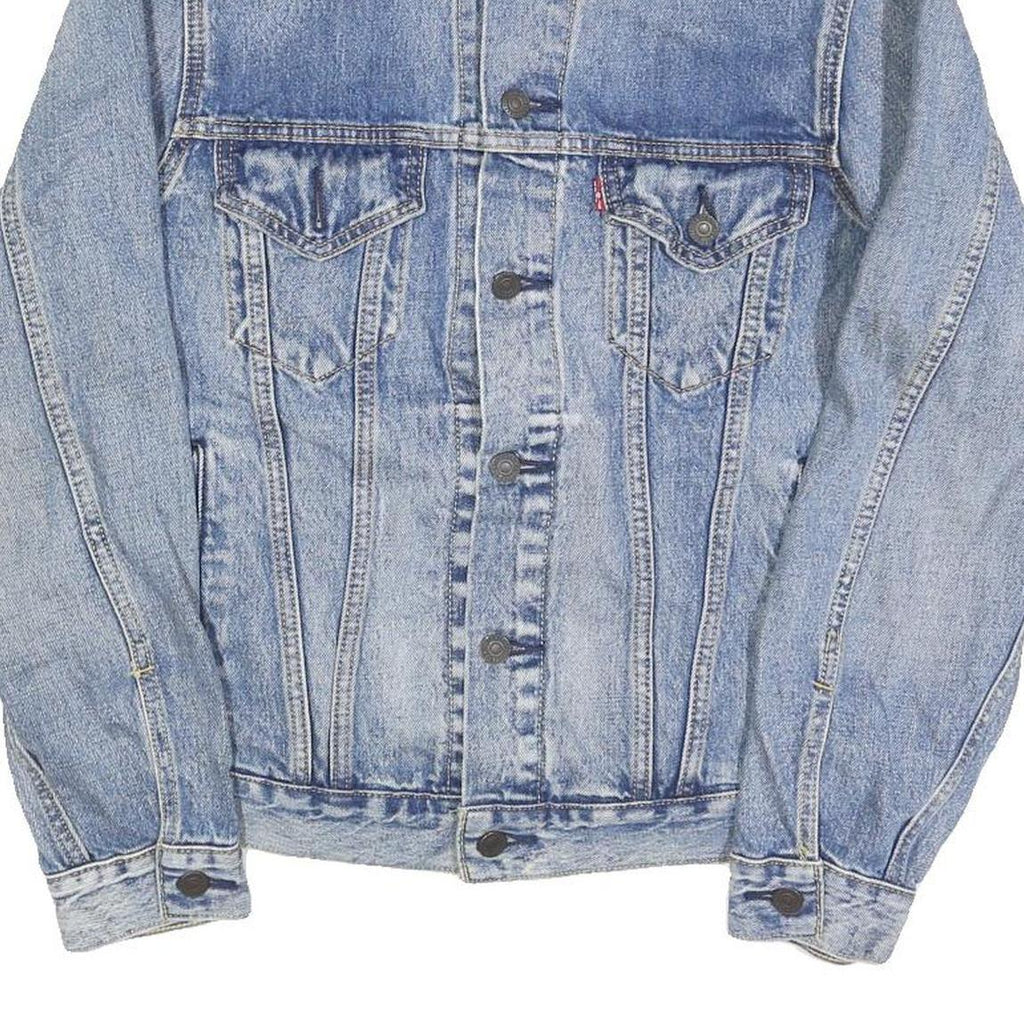 LEVI'S Mens Blue Cotton Denim Jacket S Button Plain Classic Fit Vintage Style