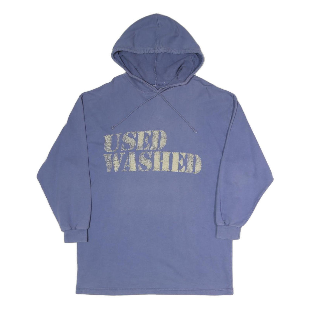 Womens Blue Hoodie XL Used Washed Distressed Print Cotton Blend Casual