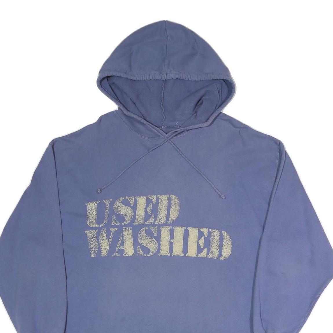 Womens Blue Hoodie XL Used Washed Distressed Print Cotton Blend Casual