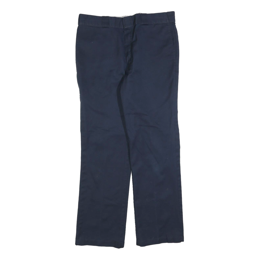 DICKIES Mens Cotton Blend Navy Regular Straight Trousers W36 L32 Workwear