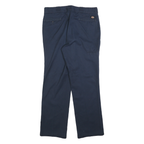 DICKIES Mens Cotton Blend Navy Regular Straight Trousers W36 L32 Workwear
