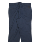 DICKIES Mens Cotton Blend Navy Regular Straight Trousers W36 L32 Workwear