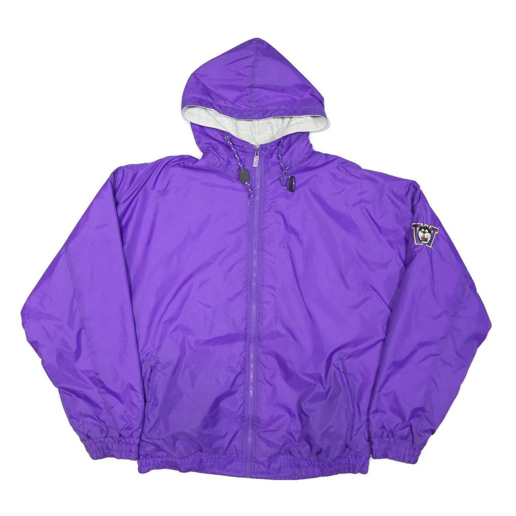 GEAR Mens Purple Zip Hooded Jacket XL Nylon Plain Washington Logo